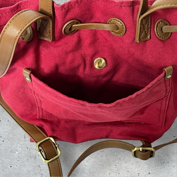 Seven Days Lifestyle & Dreams Red Fabric Drawstring Backpack Pockets - Picture 10 of 11